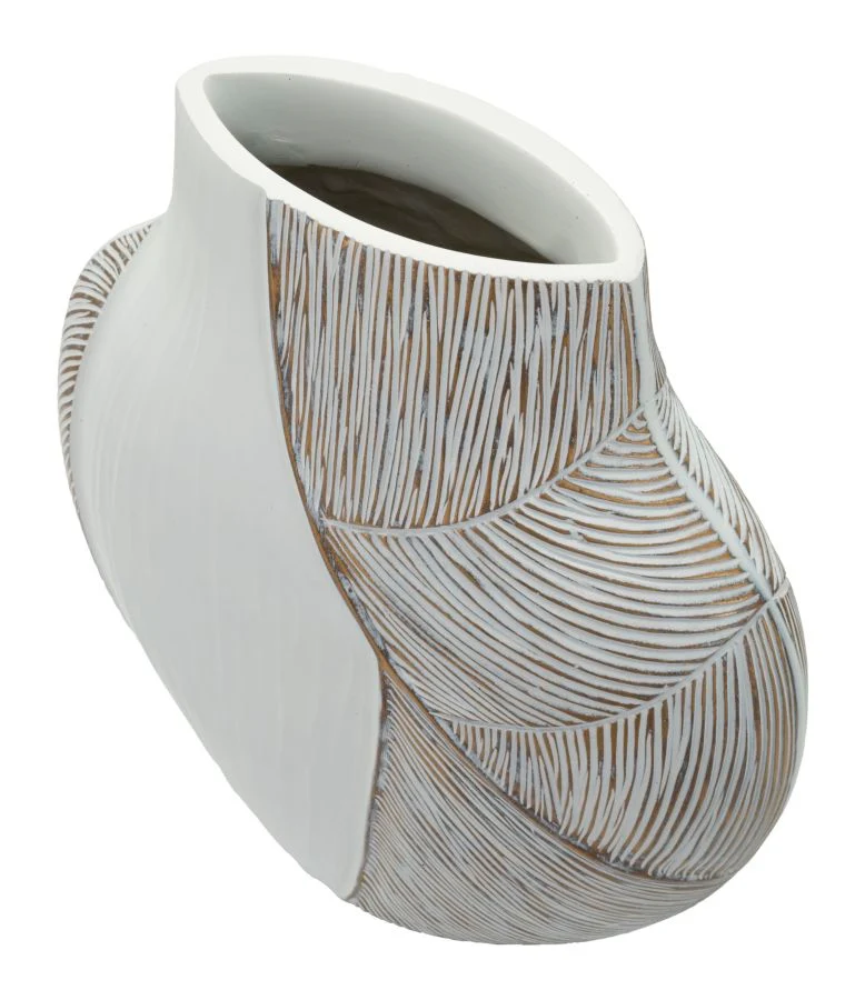 Vaso Resina Ho Chi Minh 35x13,5x37,5 cm in Resina Bianco effetto lavato