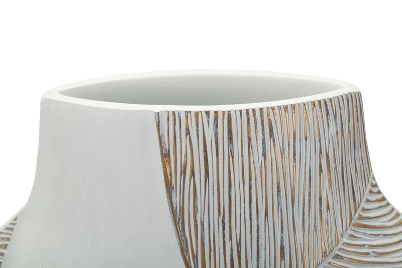 Vaso Resina Ho Chi Minh 35x13,5x37,5 cm in Resina Bianco effetto lavato