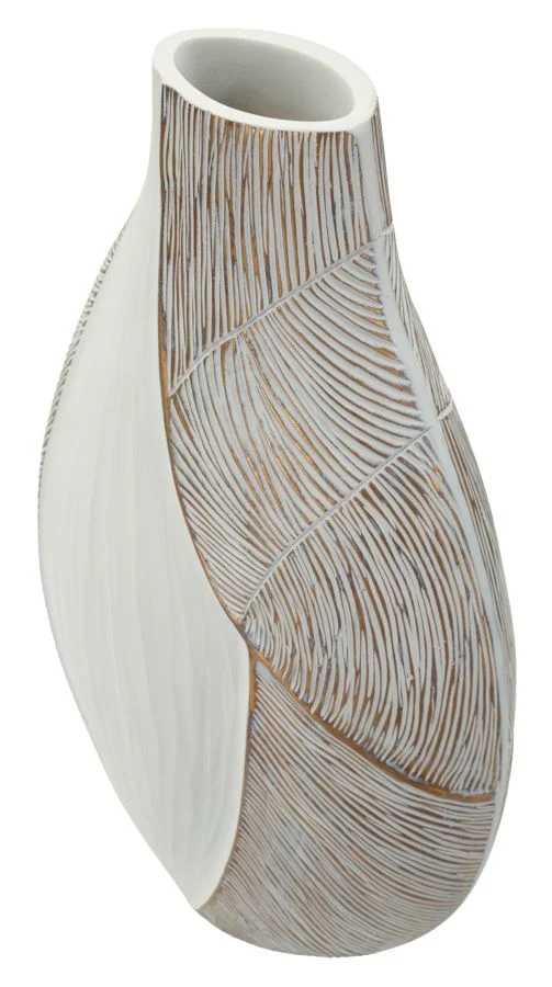 Vaso Resina Ho Chi Minh 29,5x13,5x50 cm in Resina Bianco effetto lavato