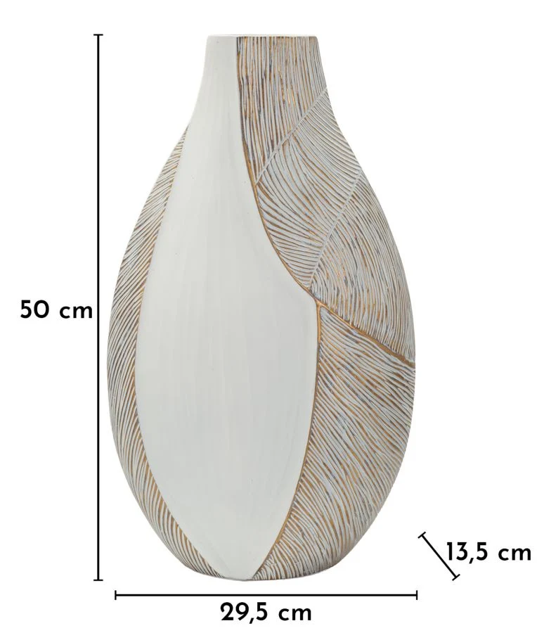 Vaso Resina Ho Chi Minh 29,5x13,5x50 cm in Resina Bianco effetto lavato