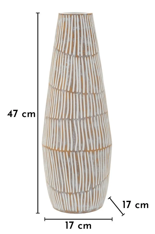 Vaso Resina Hanoi Ø17x47 cm in Resina Bianco effetto lavato