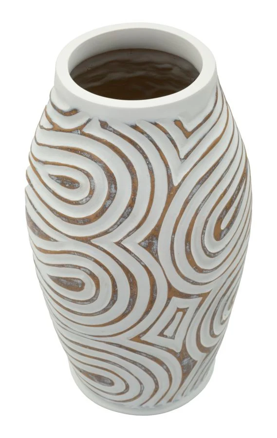 Vaso Resina Oblix Ø19,5x35 cm in Resina Bianco effetto lavato