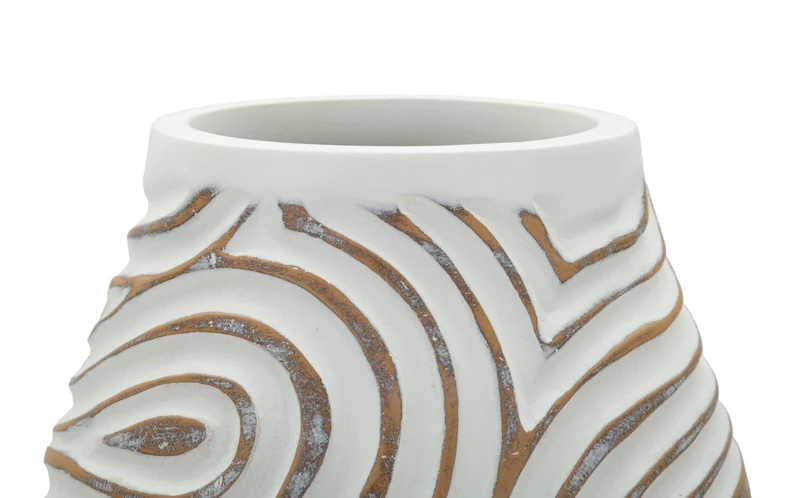 Vaso Resina Oblix Ø19,5x35 cm in Resina Bianco effetto lavato