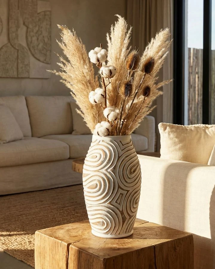 Vaso Resina Oblix Ø19,5x35 cm in Resina Bianco effetto lavato