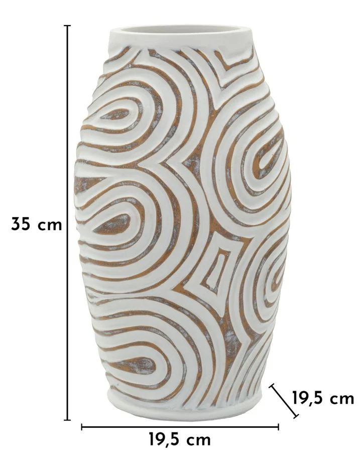 Vaso Resina Oblix Ø19,5x35 cm in Resina Bianco effetto lavato