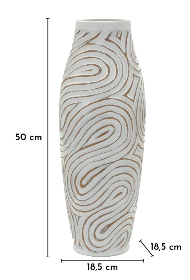 Vaso Resina Oblix Ø18,5x50 cm in Resina Bianco effetto lavato