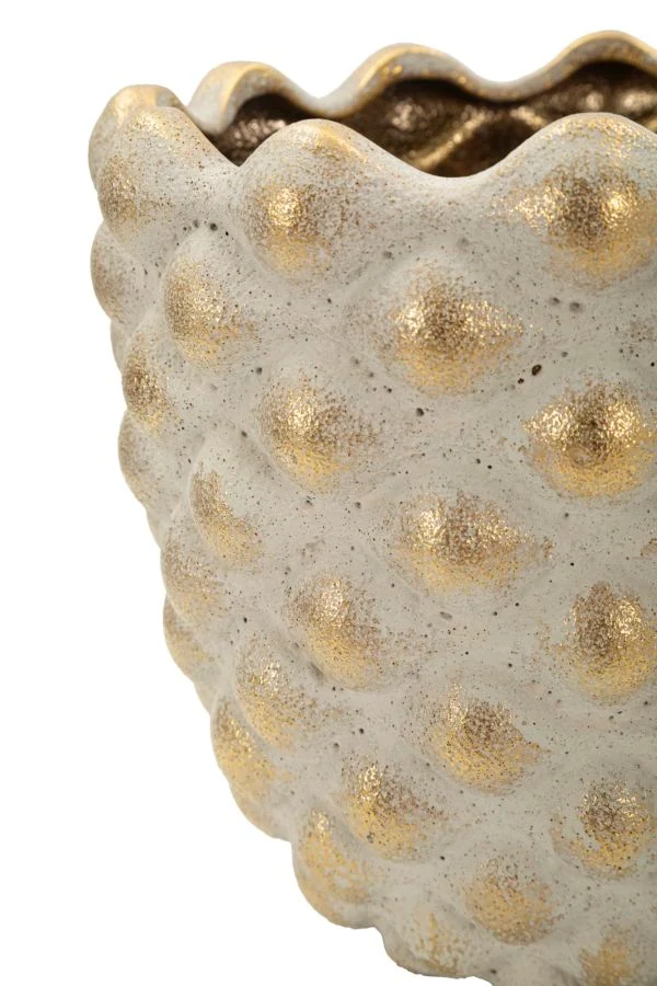 Cachepot Pepitas Coppia Ø23x18 cm in Ceramica Grigio e Oro