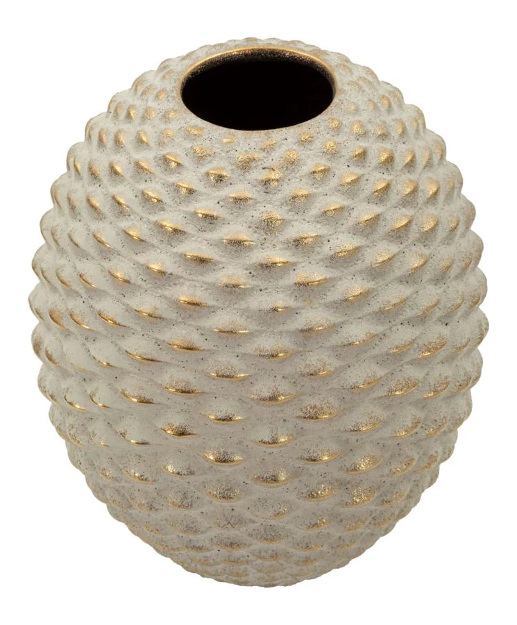 Vaso Pepipas Ball Ø23,5x28,5 cm in Ceramica Grigio e Oro