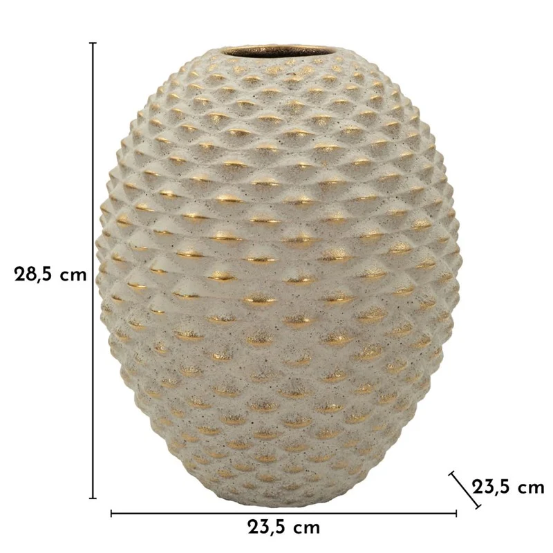 Vaso Pepipas Ball Ø23,5x28,5 cm in Ceramica Grigio e Oro