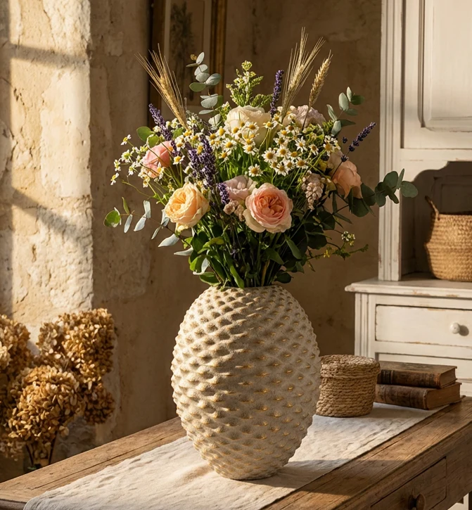Vaso Pepipas Ball Ø29,5x36 cm in Ceramica Grigio e Oro
