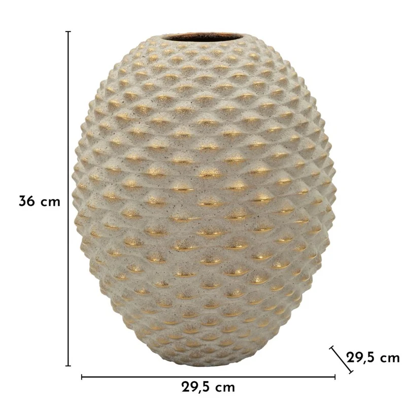 Vaso Pepipas Ball Ø29,5x36 cm in Ceramica Grigio e Oro