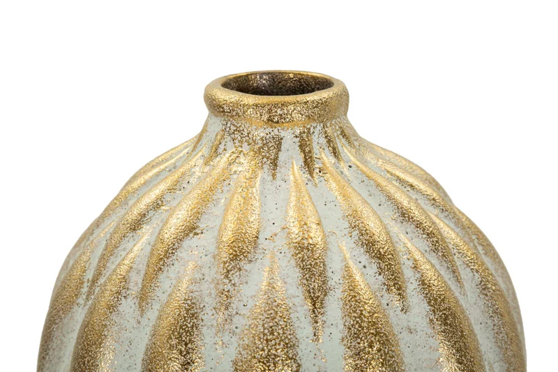 Vaso Pepitas Ø18,5x37,5 cm in Ceramica Grigio e Oro