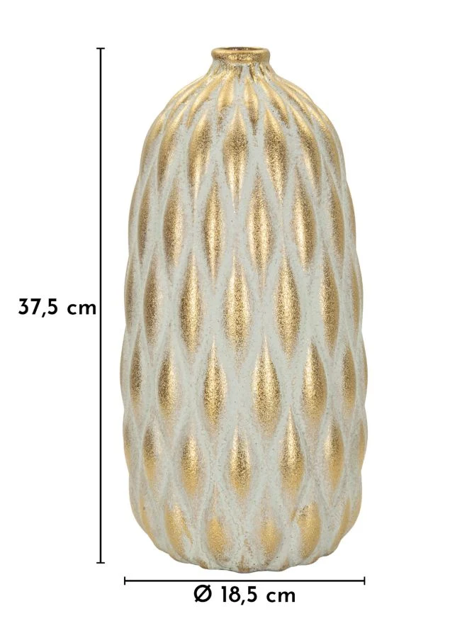 Vaso Pepitas Ø18,5x37,5 cm in Ceramica Grigio e Oro