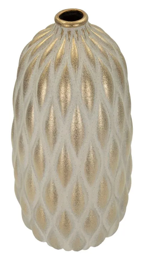 Vaso Pepitas Ø22x44 cm in Ceramica Grigio e Oro
