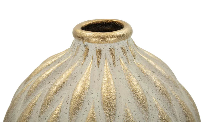 Vaso Pepitas Ø22x44 cm in Ceramica Grigio e Oro