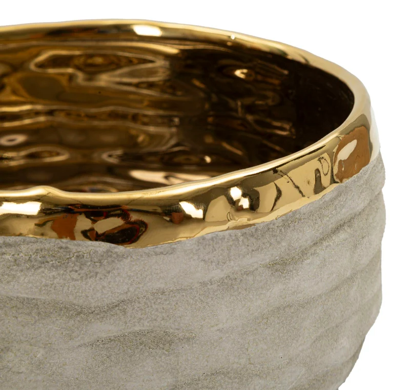 Cachepot Lima Bassi Coppia 22,5x0x10,5 cm in Ceramica Grigio e Oro