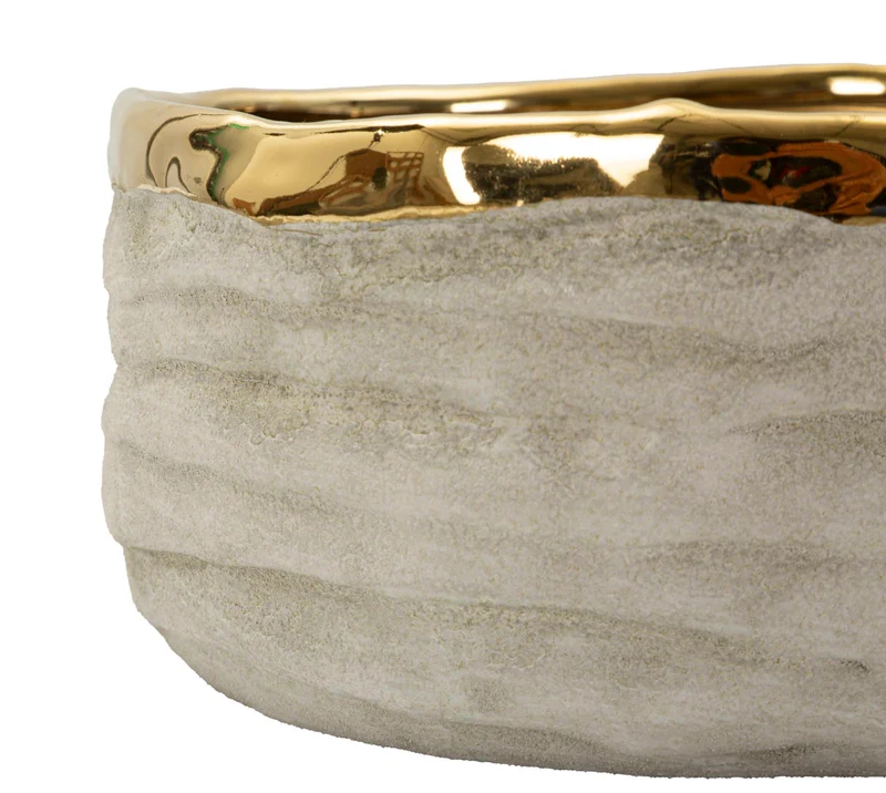 Cachepot Lima Bassi Coppia 22,5x0x10,5 cm in Ceramica Grigio e Oro