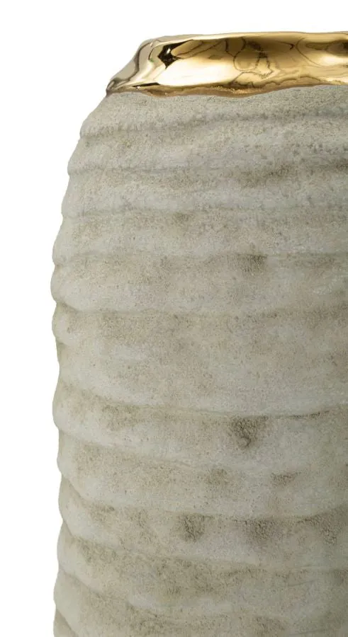 Vaso Lima Ø12,5x25 cm in Ceramica Grigio e Oro