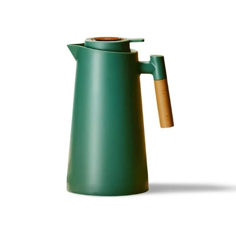 Thermoskan – Dubbelwandig, temperatuurdisplay in deksel & houten handgreep