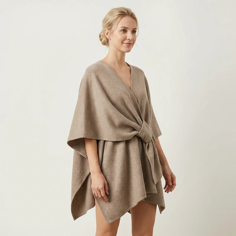 Dames poncho-vest – Zachte stof, losse drapering & veelzijdige wikkelstijl
