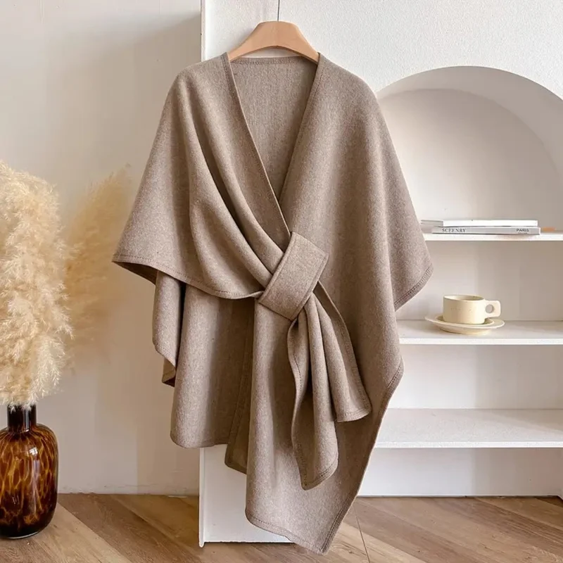 Dames poncho-vest – Zachte stof, losse drapering & veelzijdige wikkelstijl