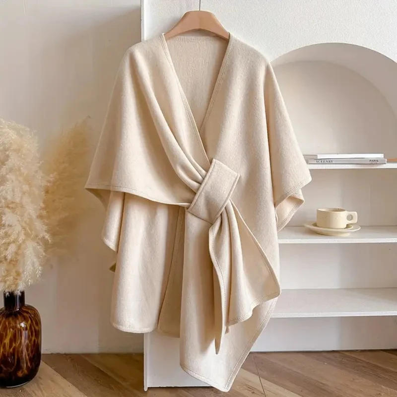Dames poncho-vest – Zachte stof, losse drapering & veelzijdige wikkelstijl