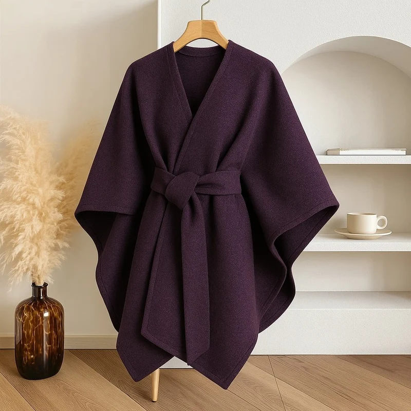 Dames poncho-vest – Zachte stof, losse drapering & veelzijdige wikkelstijl