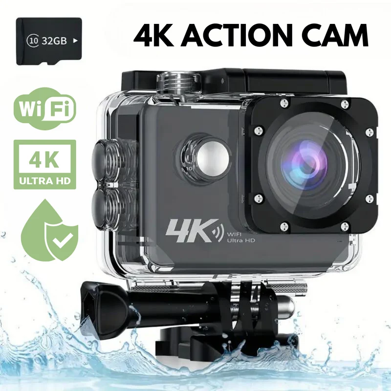 VisioCam – 4K Action Camera met Wifi & Waterproof Case – Inclusief Accessoires