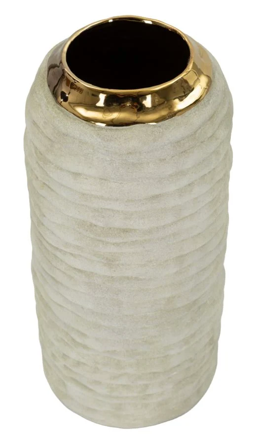 Vaso Lima Ø14x30 cm in Ceramica Grigio e Oro