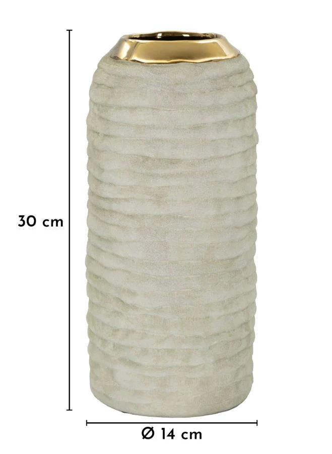 Vaso Lima Ø14x30 cm in Ceramica Grigio e Oro