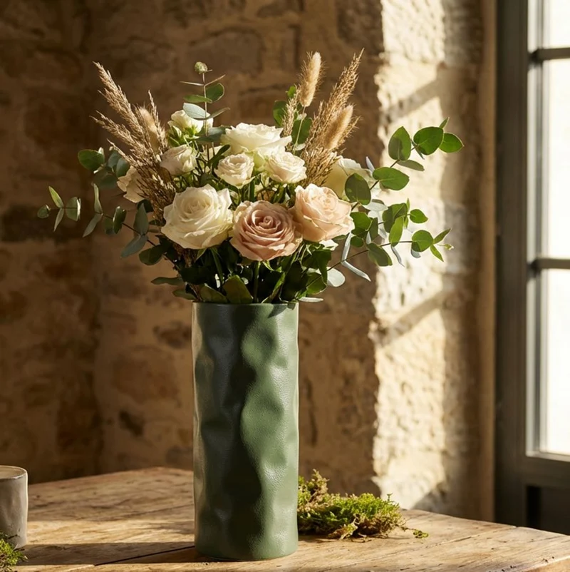 Vaso Norimberga Ø12x30 cm in Ferro Verde chiaro