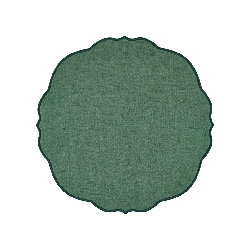 Tovaglietta Flowers Tonda Double Face - Verde Bosco