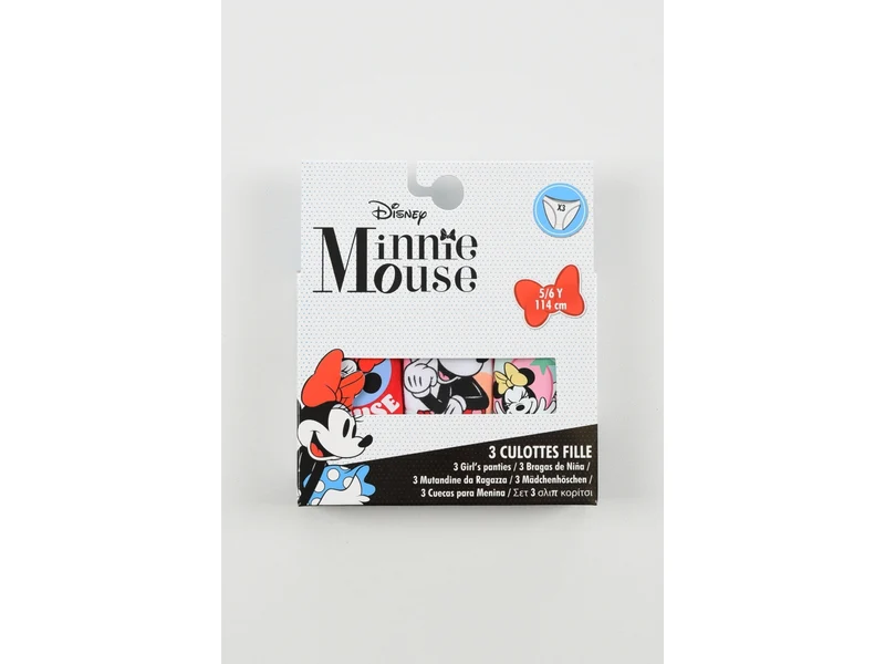Minnie mutandine in box da 3 pezzi, taglia 3/4anni