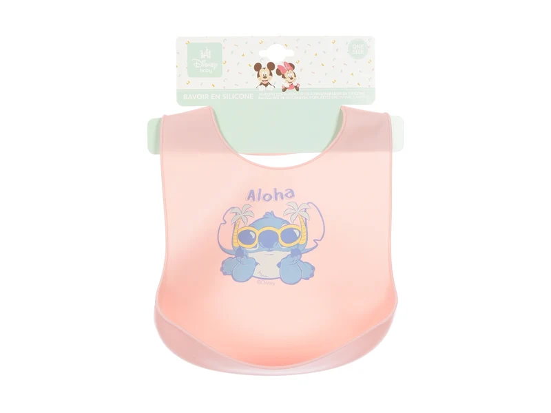 Lilo e stitch bavetta in silicone rosa chiaro 30x23cm