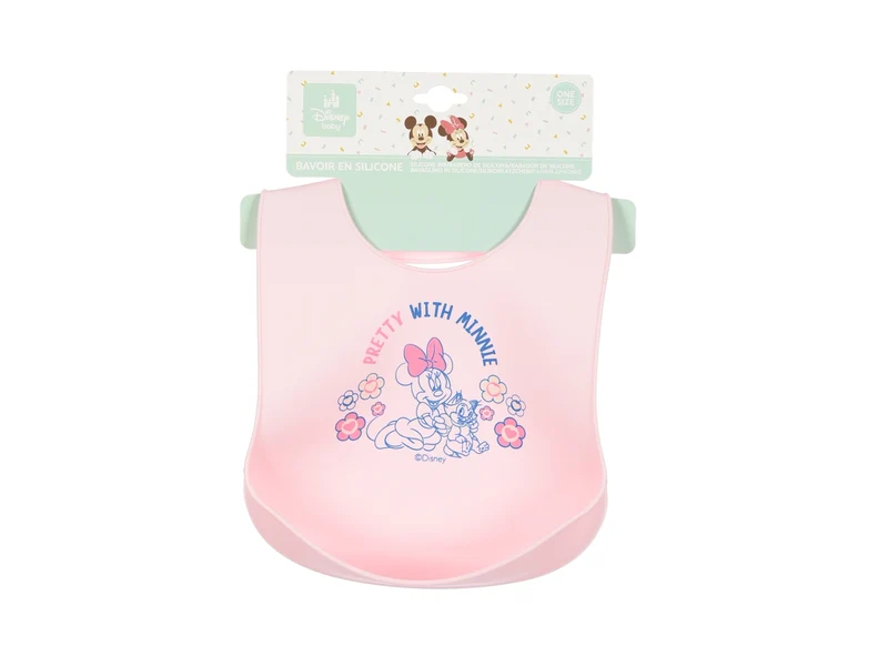 Minnie bavetta in silicone rosa chiaro 30x23cm