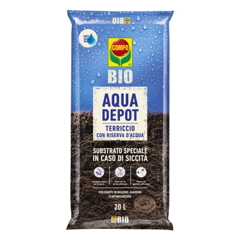TERRICCIO CON RISERVA D'ACQUA COMPO BIO AQUA DEPOT 20LT