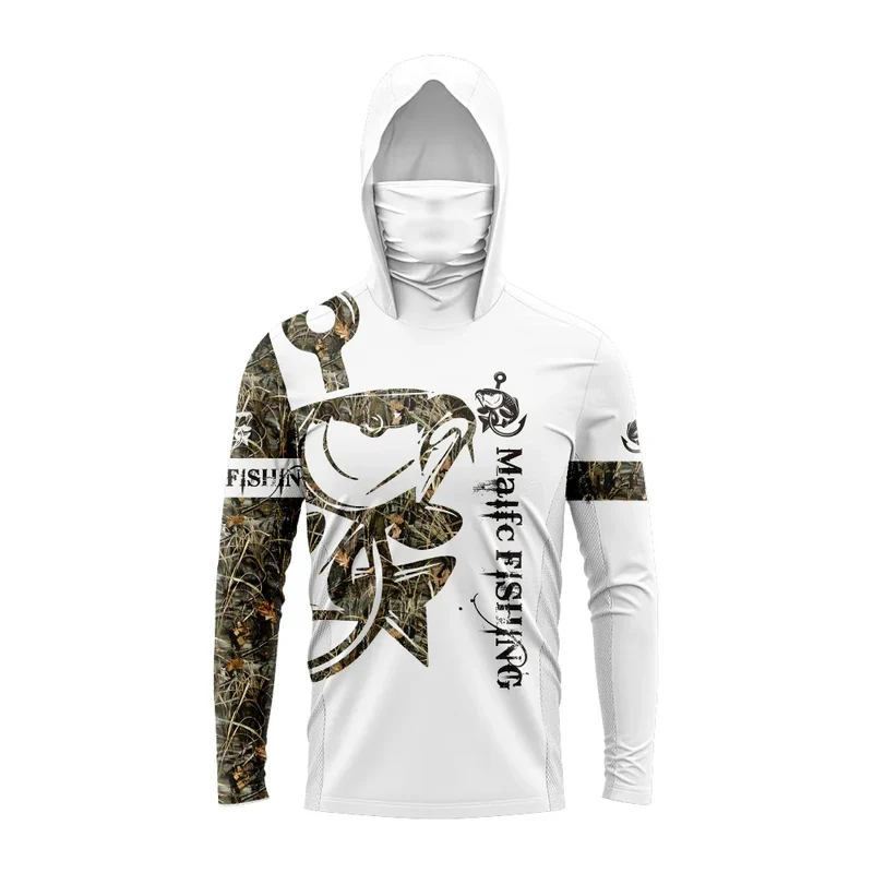 Heren visshirt met capuchon – UPF 50 outdoor shirt met visprint