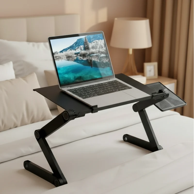 Laptoptafel – Verstelbare inklapbare tafel met muisplateau en ventilatie