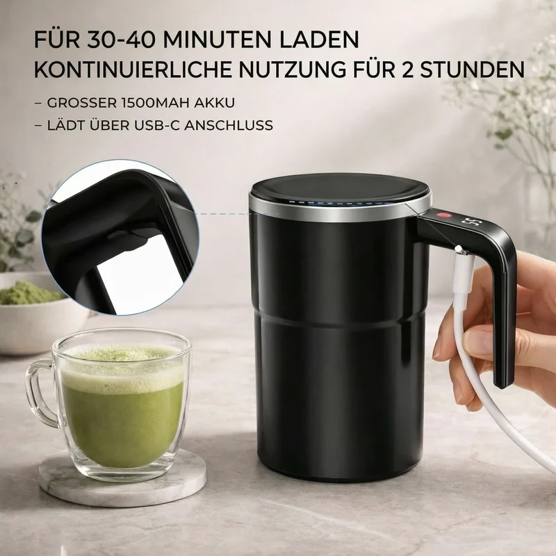 Selbstrührende Tasse mit LCD & USB | Automatischer Becher für Kaffee und mehr | RührMeister