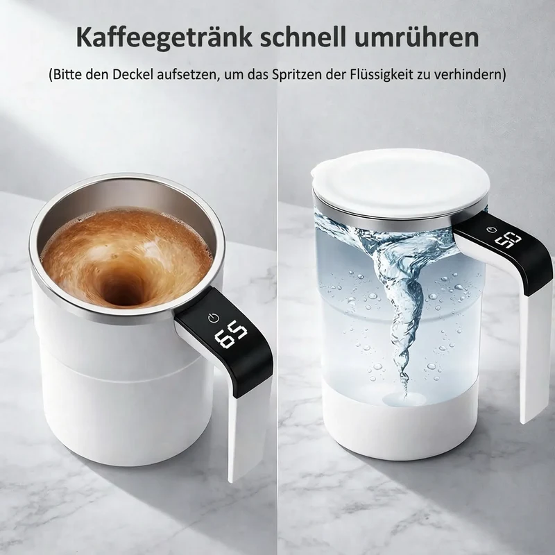 Selbstrührende Tasse mit LCD & USB | Automatischer Becher für Kaffee und mehr | RührMeister
