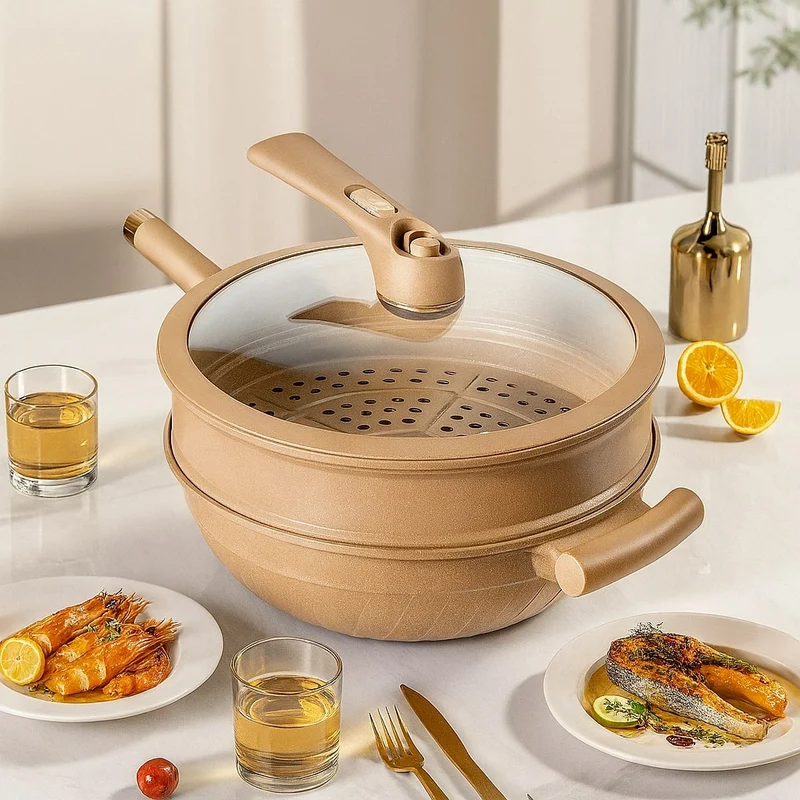 Wokpfanne für Induktion | Beschichtete Pfanne für Braten, Sautieren, Dämpfen oder Frittieren | WokMeister