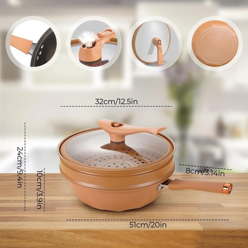Wokpfanne für Induktion | Beschichtete Pfanne für Braten, Sautieren, Dämpfen oder Frittieren | WokMeister