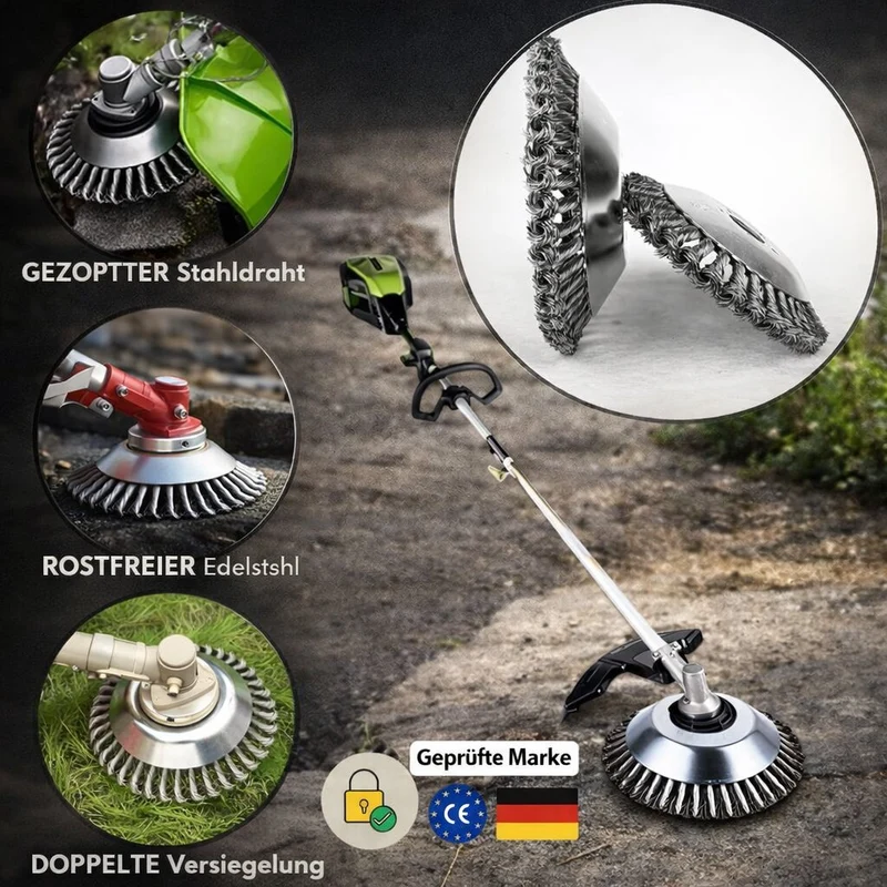 Unkrauttrimmer für Garten | Unkraut Trimmer mit Stahlbürste | GartenFix