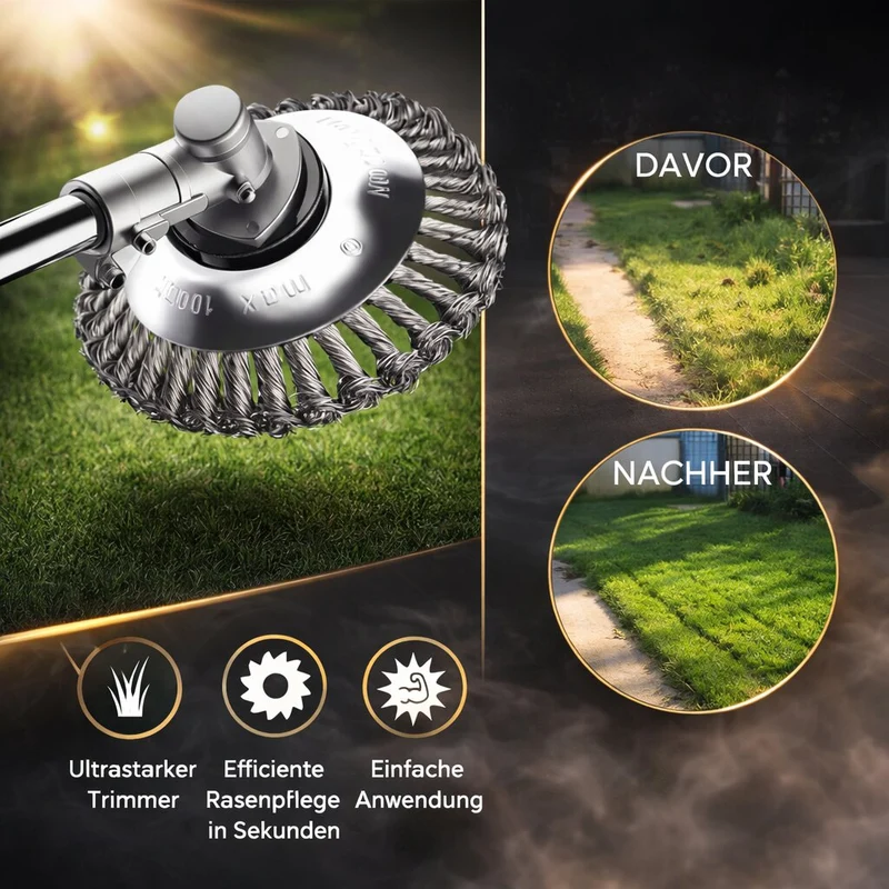 Unkrauttrimmer für Garten | Unkraut Trimmer mit Stahlbürste | GartenFix