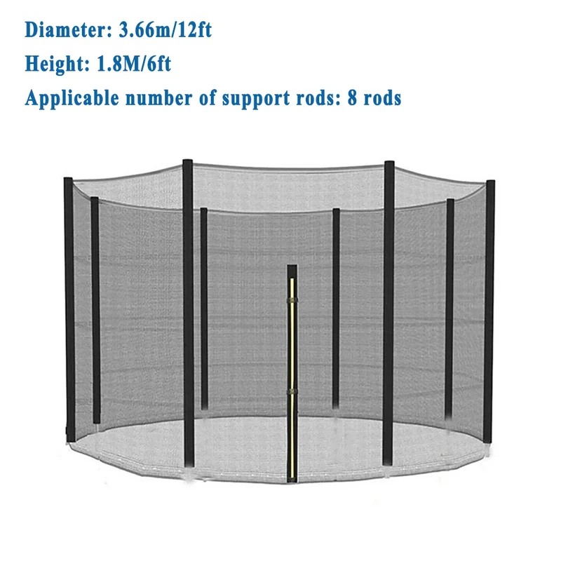 Trampoline Veiligheidsnet – Vervangnet met Ritssluiting voor 6FT, 8FT, 10FT en 12FT