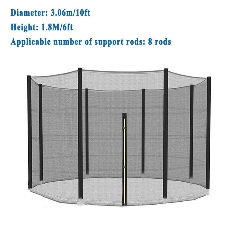 Trampoline Veiligheidsnet – Vervangnet met Ritssluiting voor 6FT, 8FT, 10FT en 12FT