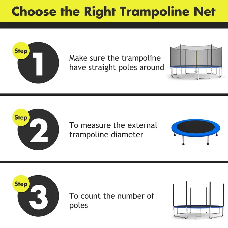 Trampoline Veiligheidsnet – Vervangnet met Ritssluiting voor 6FT, 8FT en 10FT