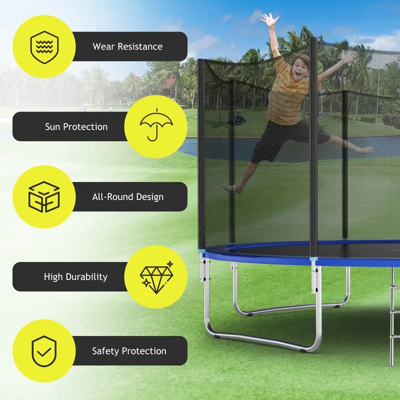 Trampoline Veiligheidsnet – Vervangnet met Ritssluiting voor 6FT, 8FT en 10FT