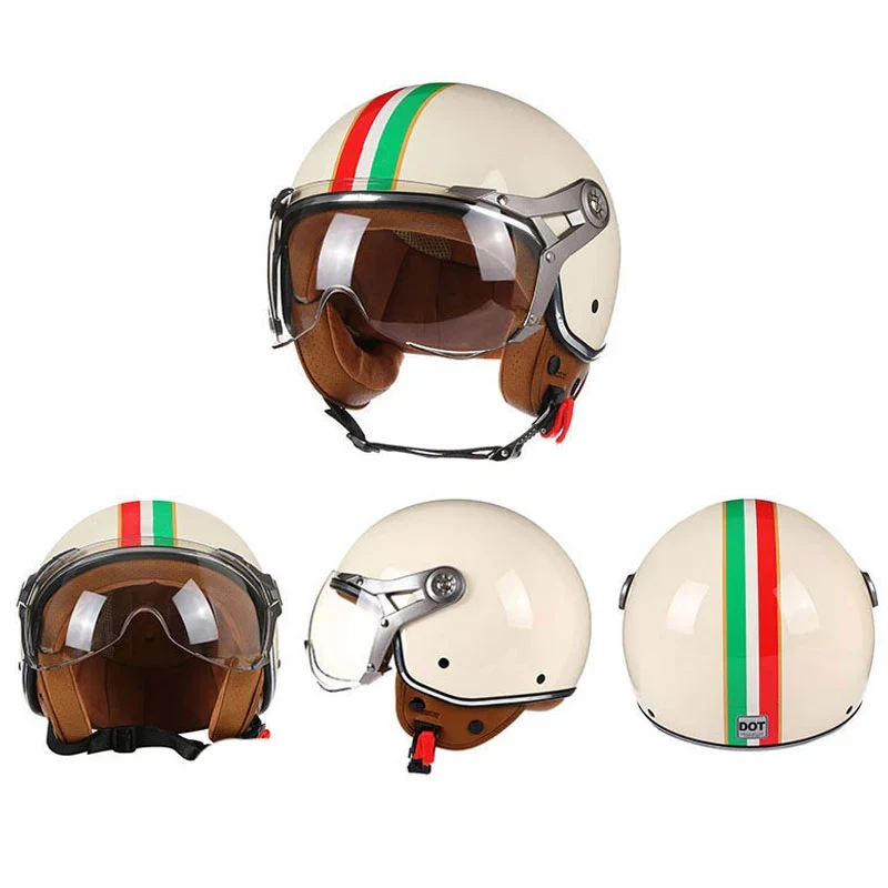 Motorhelm 3/4 – Retro Design & Lichtgewicht Open Gezicht