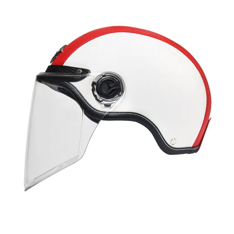 Motorhelm Open Face – Retro Design & Vizier met Leren Afwerking